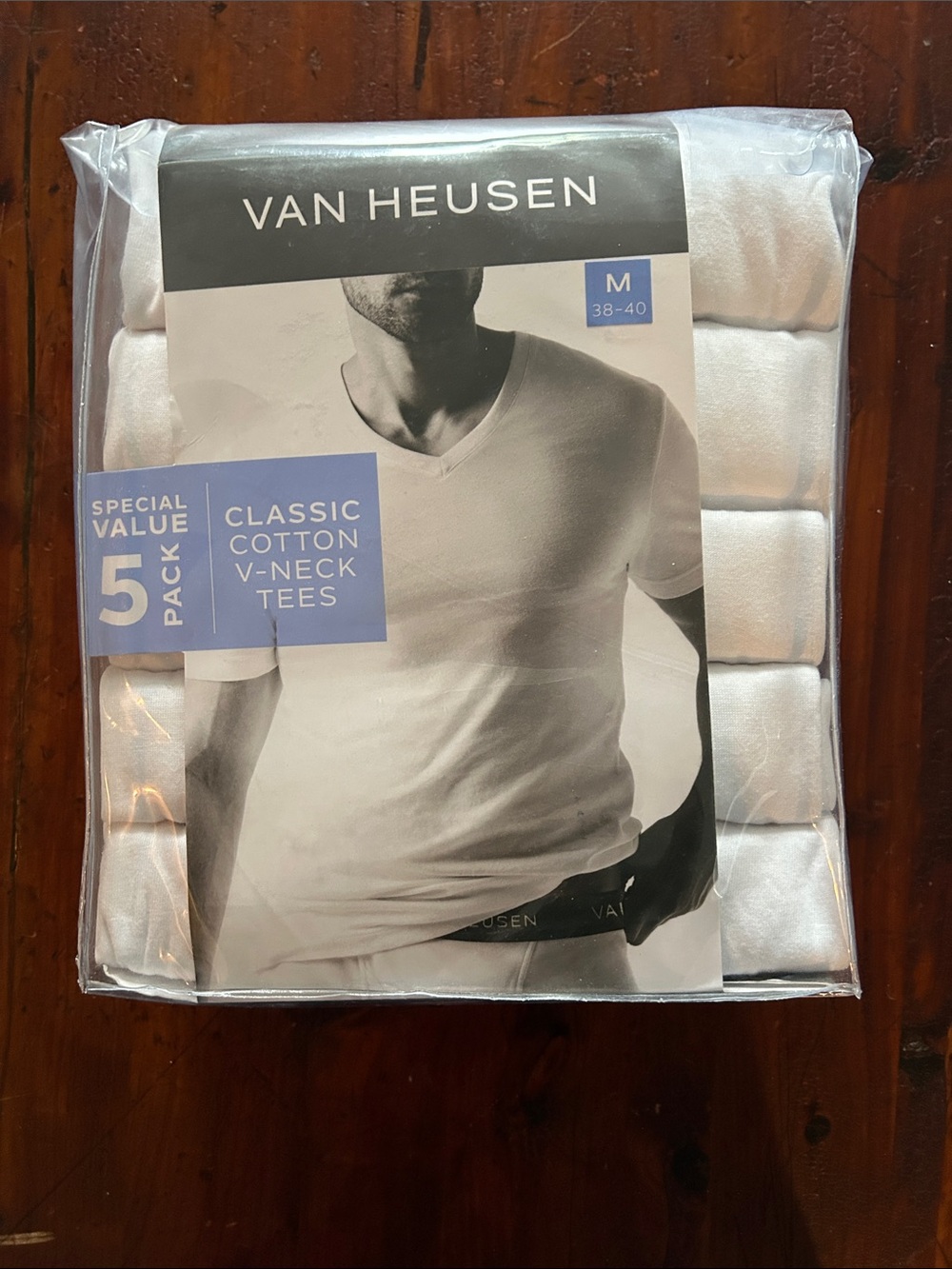 NWT Van Heusen White V-Neck Cotton Undershirt 5-Pack